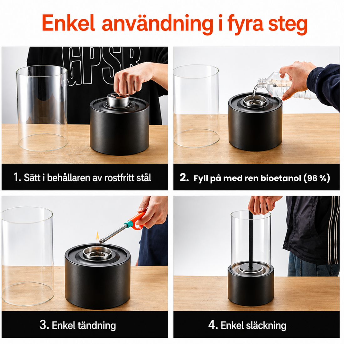 Mysglöd — levande låga på bordet