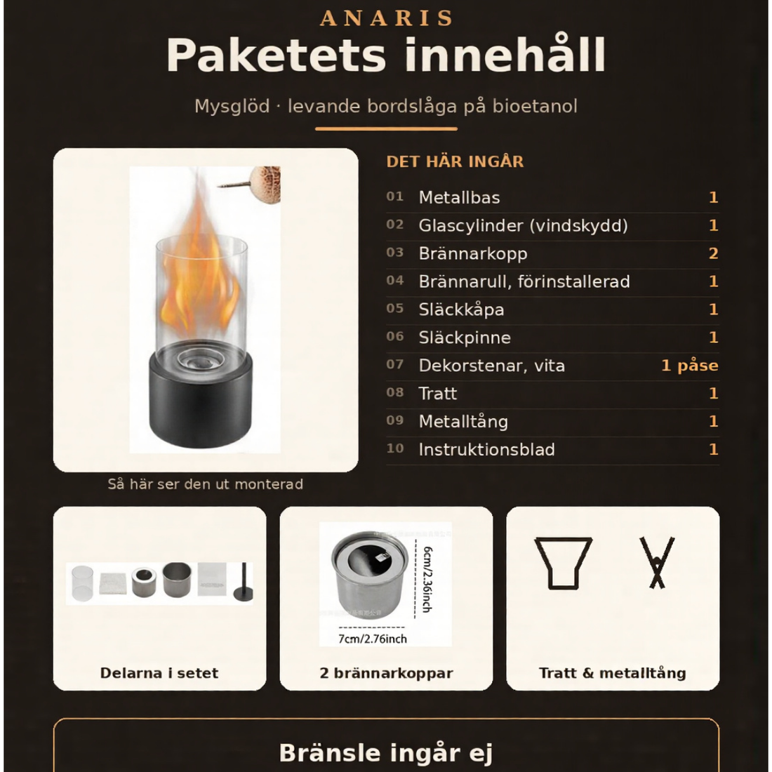 Mysglöd — levande låga på bordet