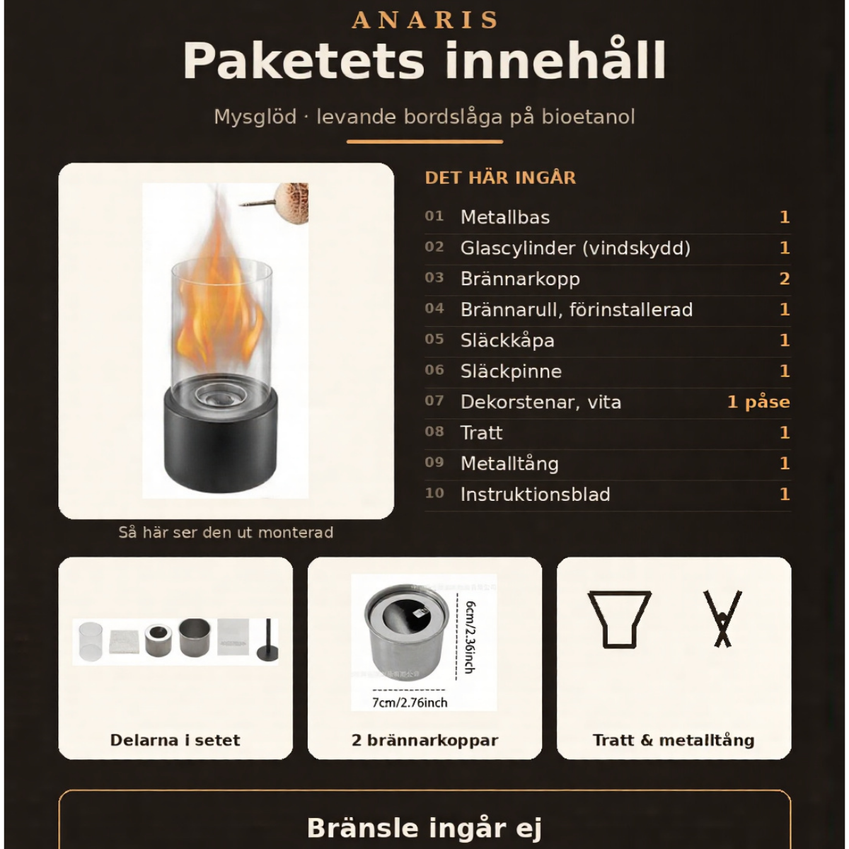 Mysglöd — levande låga på bordet
